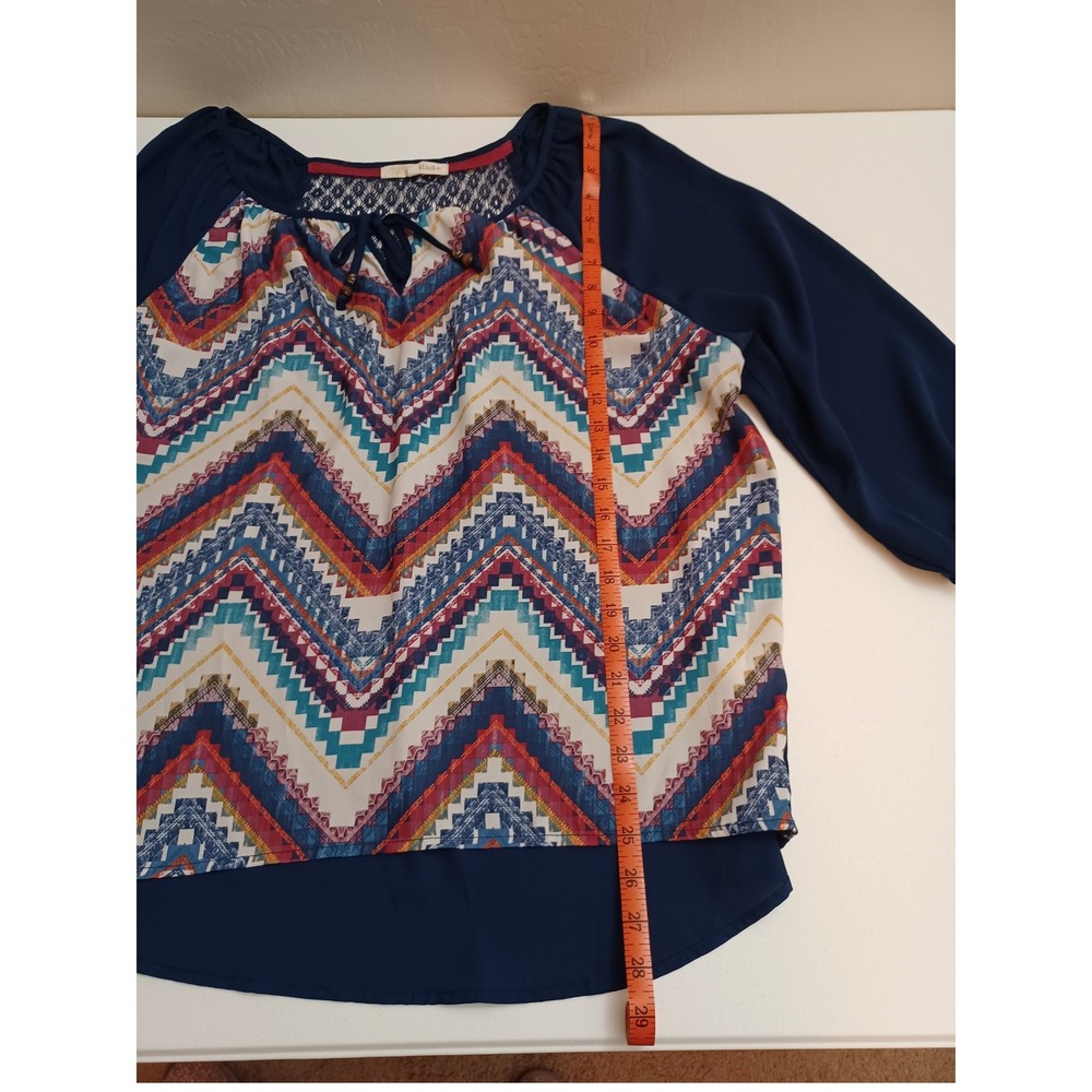 Women's Rewind Blue Sheer w/ Lace South Western Herringbone Hippie/Boho Size XL‎ - Picture 4 of 11